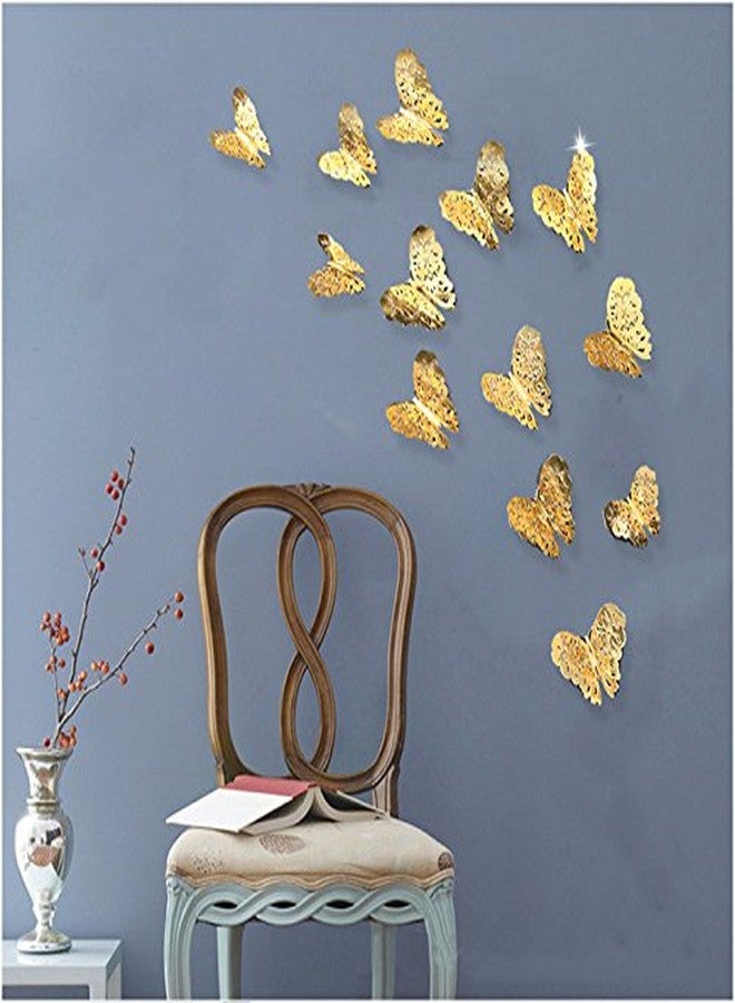 BHOOLU&GOOLU P S Retail 3D PVC Butterflies Animal Wall Stickers (Metallic Golden) - 12pcs - Image 4